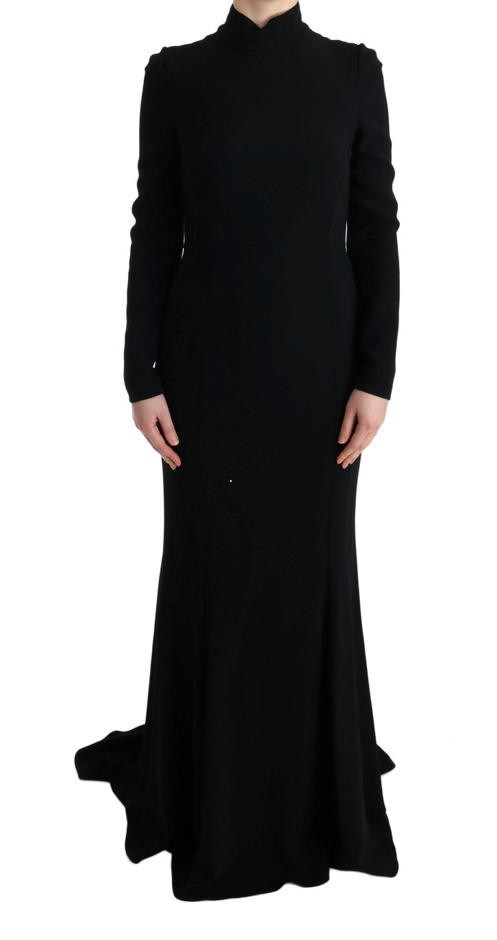 Dolce &amp; Gabbana Black Stretch Long Gown Sheath Dress