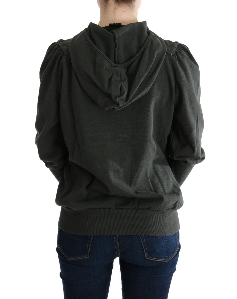 Exte Grey Top Hooded Cotton Zipper Sweater