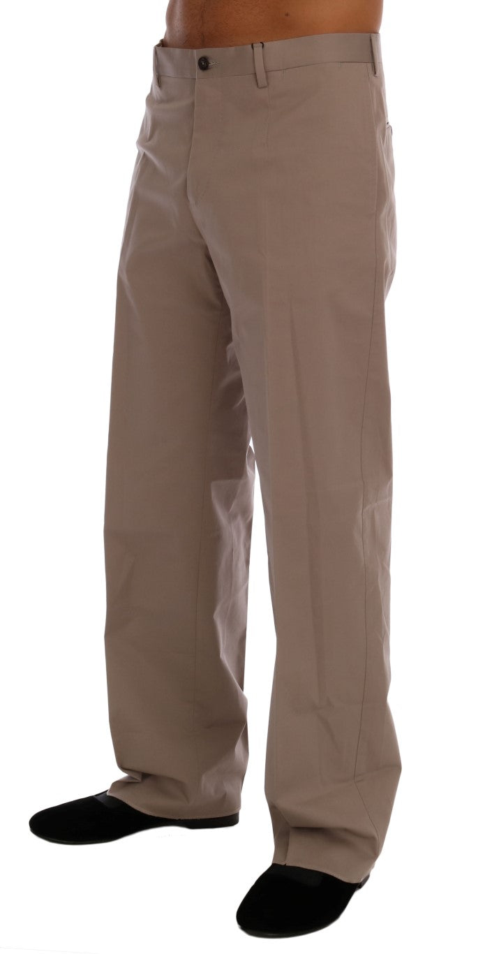 Dolce &amp; Gabbana Beige Cotton Stretch Chinos Pants