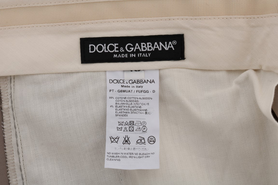 Dolce &amp; Gabbana Beige Cotton Stretch Chinos Pants