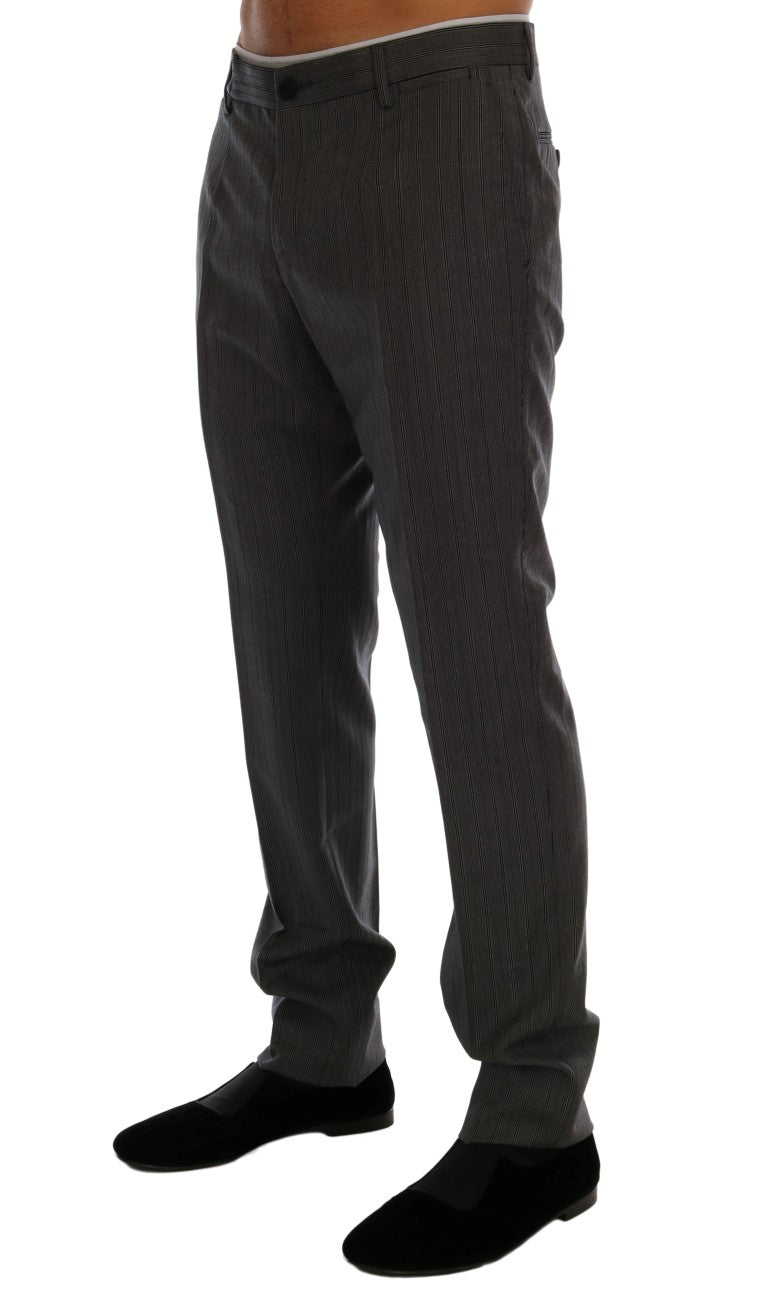 Dolce &amp; Gabbana Gray Wool Striped Formal Pants