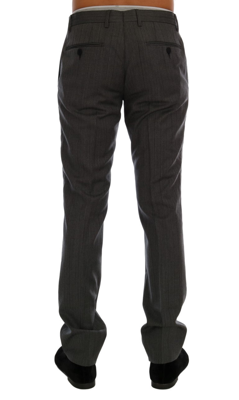 Dolce &amp; Gabbana Gray Wool Striped Formal Pants