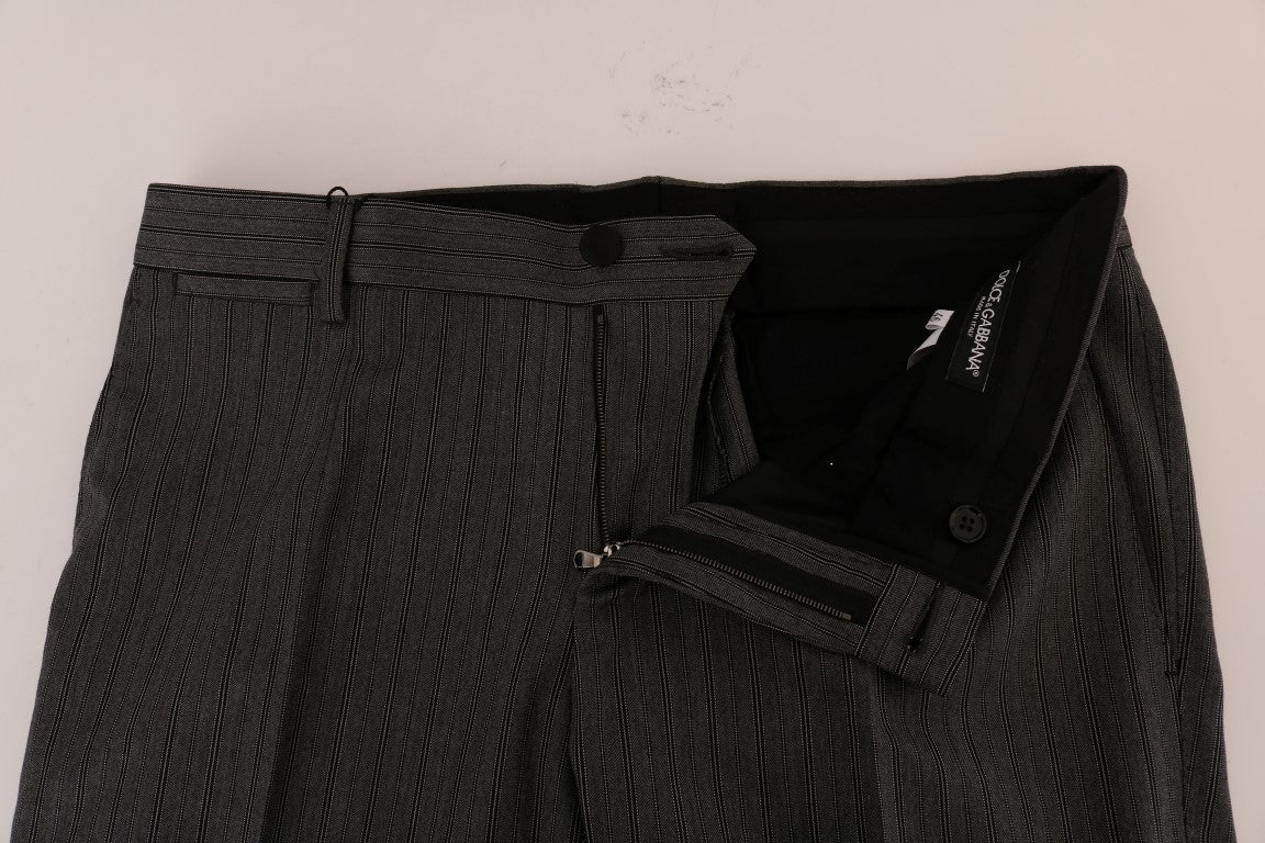 Dolce &amp; Gabbana Gray Wool Striped Formal Pants