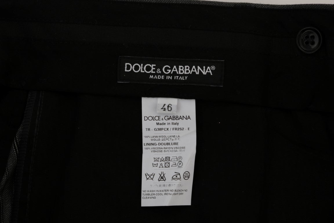 Dolce &amp; Gabbana Graue gestreifte formelle Hose aus Wolle