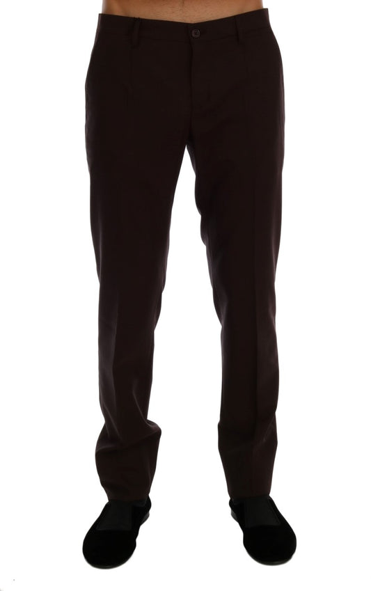 Dolce &amp; Gabbana Purple Wool Stretch Formal Pants