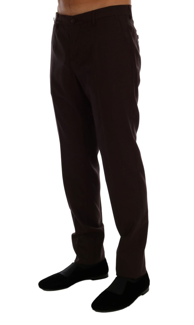 Dolce &amp; Gabbana Purple Wool Stretch Formal Pants