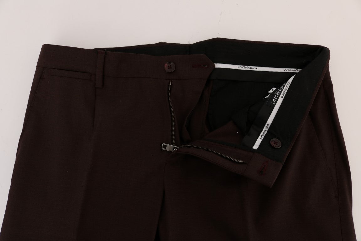 Dolce &amp; Gabbana Purple Wool Stretch Formal Pants