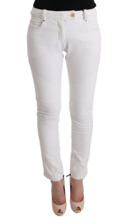 Ermanno Scervino Weiße Slim-Fit-Freizeithose aus Baumwolle