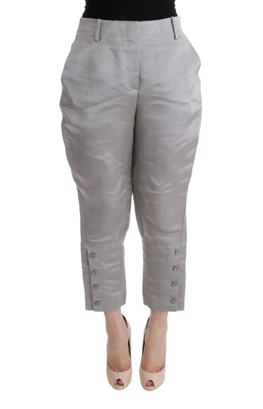 Ermanno Scervino Chic Gray Cropped Silk Pants