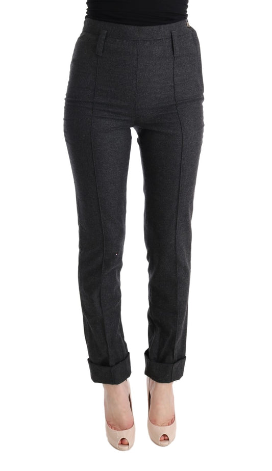 Ermanno Scervino Graue Skinny-Freizeithose aus Schurwolle