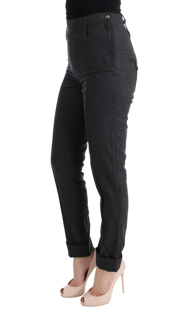 Ermanno Scervino Graue Skinny-Freizeithose aus Schurwolle