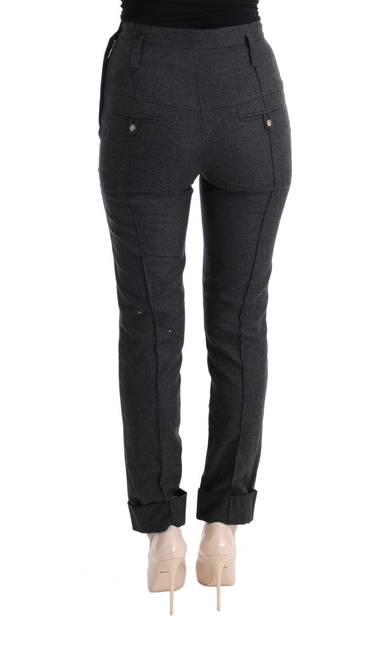 Ermanno Scervino Graue Skinny-Freizeithose aus Schurwolle