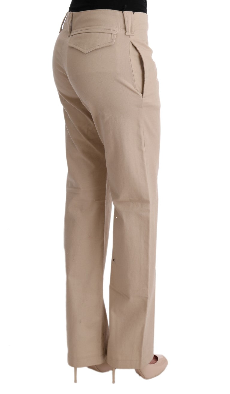 Ermanno Scervino Beige Baumwollwolle-Hose mit normaler Passform