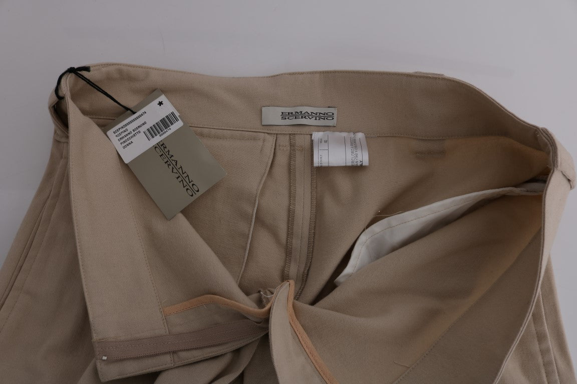 Ermanno Scervino Beige Baumwollwolle-Hose mit normaler Passform