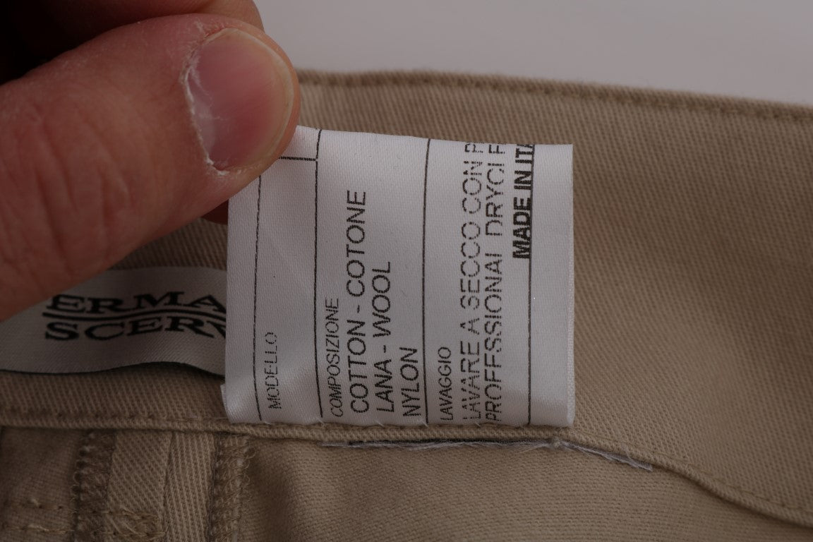 Ermanno Scervino Beige Baumwollwolle-Hose mit normaler Passform