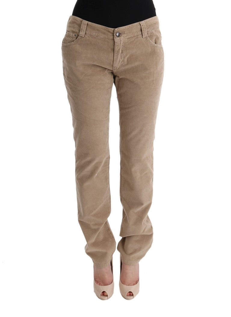 Ermanno Scervino Beige Cotton Velvet Regular Fit na Pantalon