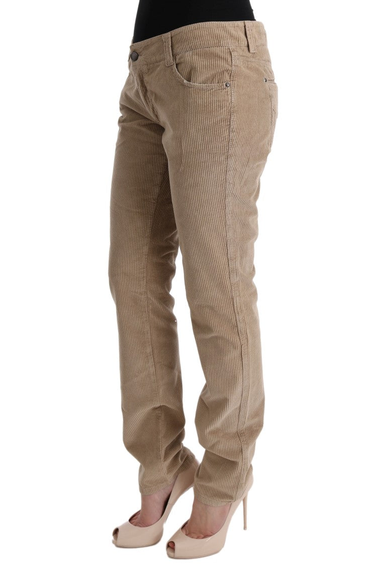 Ermanno Scervino Beige Cotton Velvet Regular Fit na Pantalon