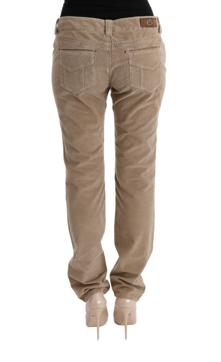 Ermanno Scervino Beige Cotton Velvet Regular Fit na Pantalon