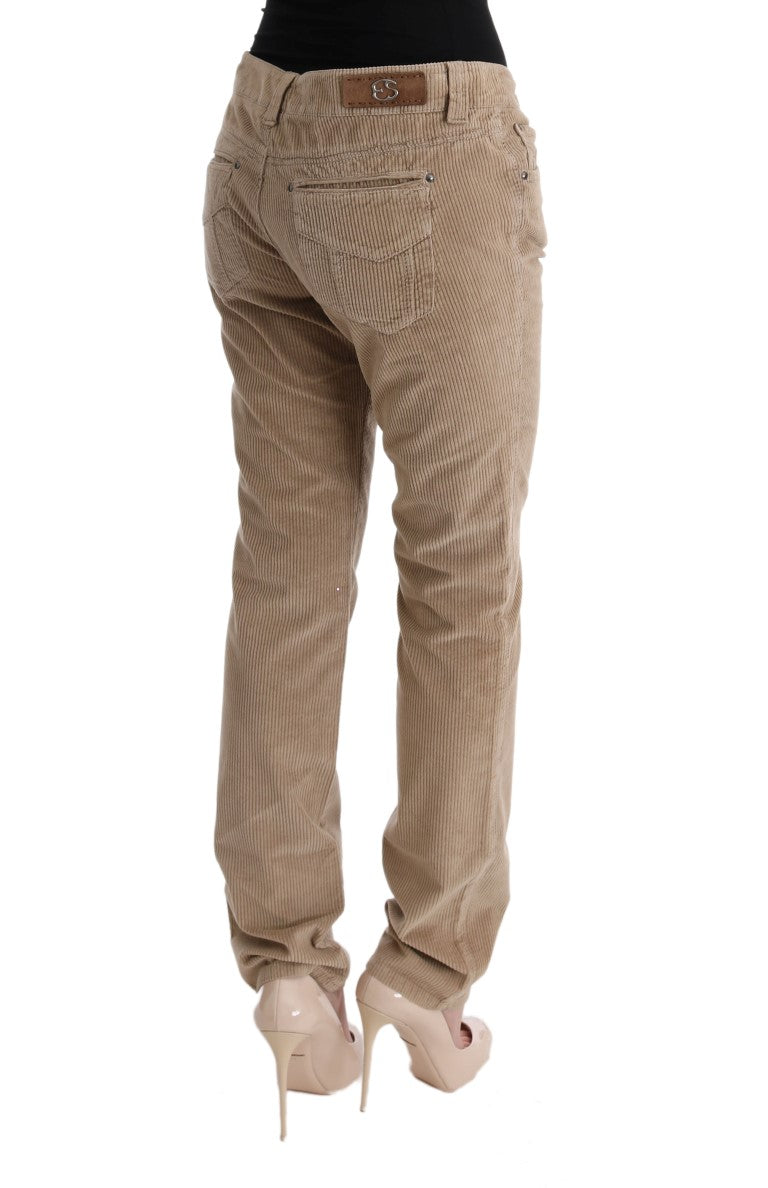 Ermanno Scervino Beige Cotton Velvet Regular Fit na Pantalon