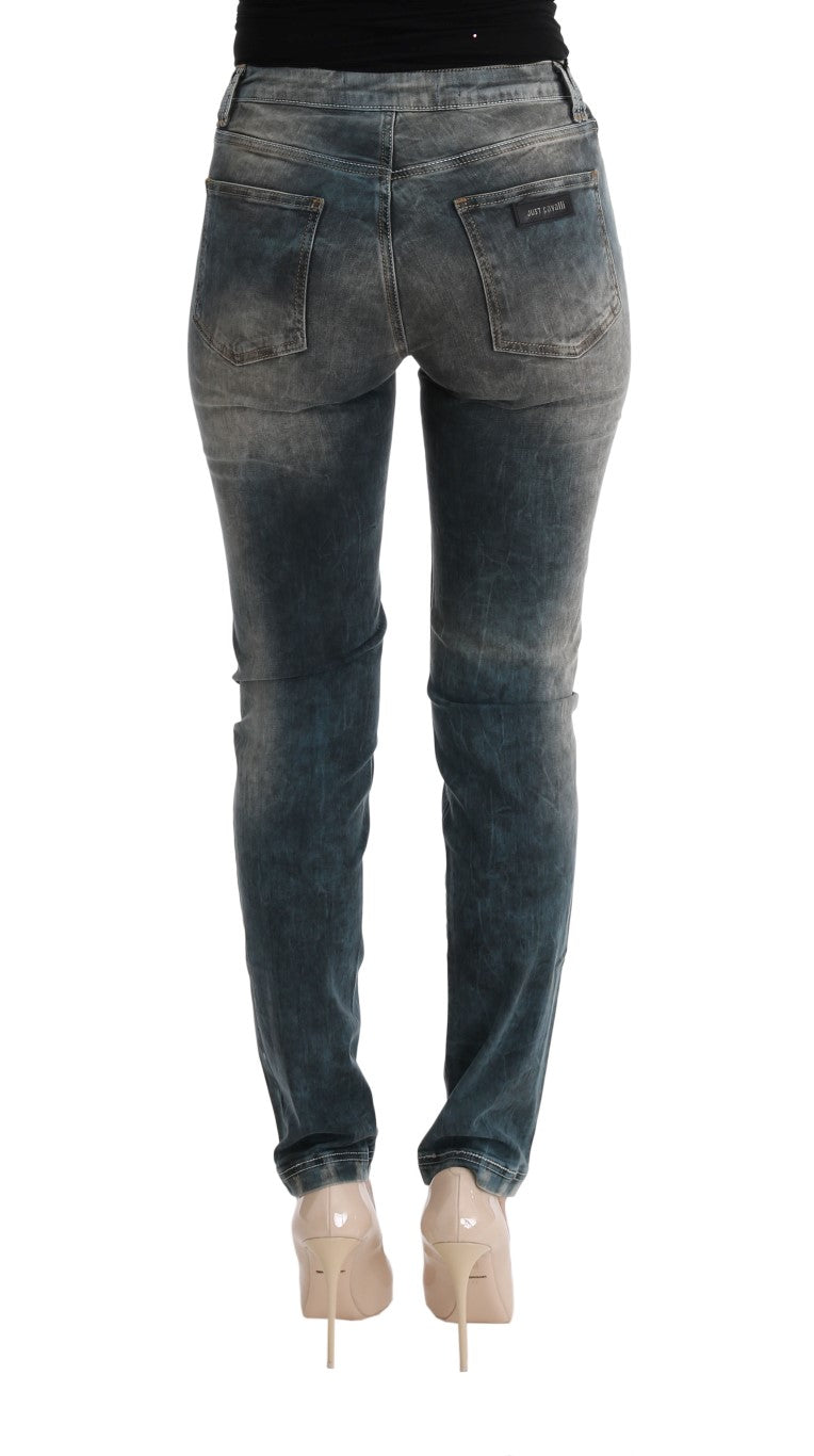 Cavalli Slim-Fit-Jeans aus Baumwollmischung in blauer Waschung