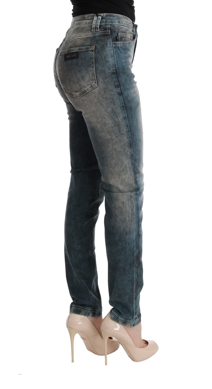 Cavalli Slim-Fit-Jeans aus Baumwollmischung in blauer Waschung