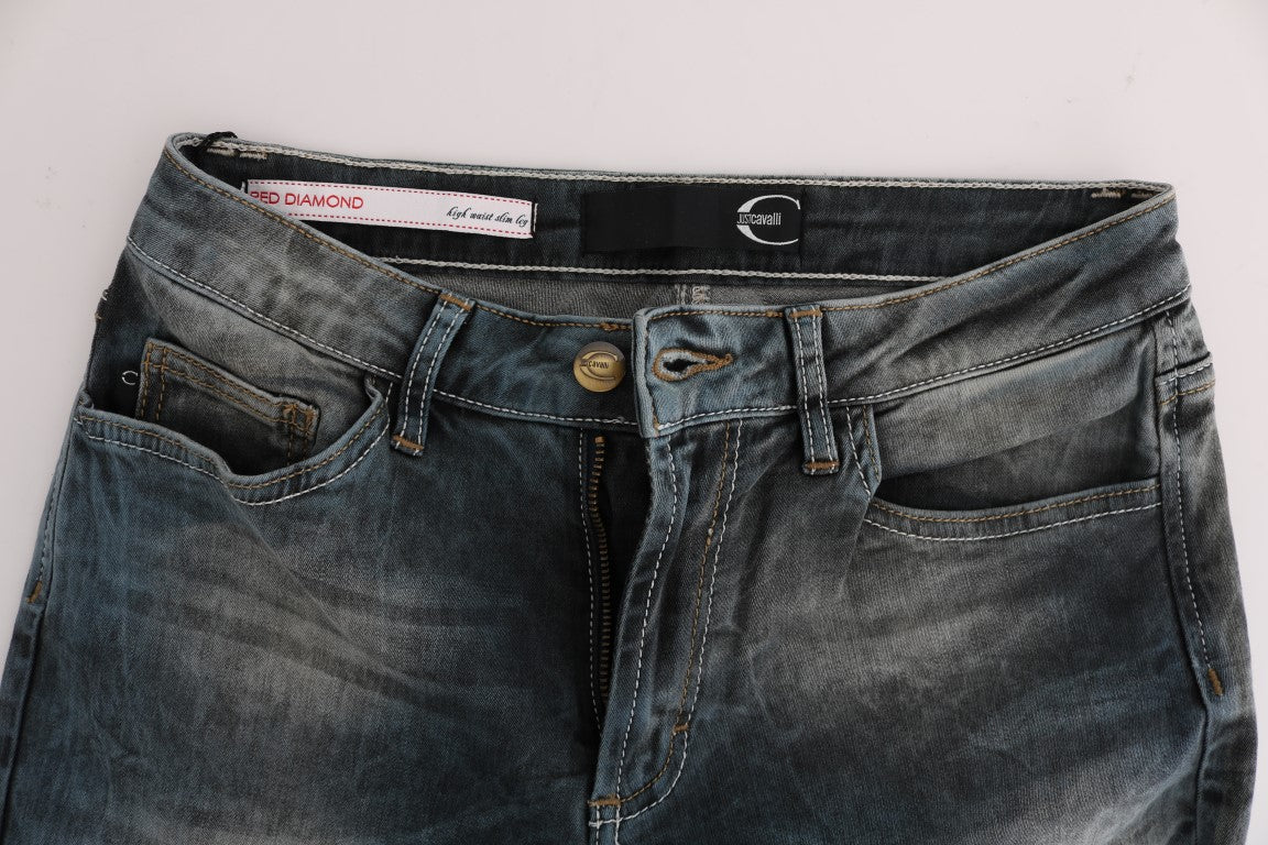 Cavalli Slim-Fit-Jeans aus Baumwollmischung in blauer Waschung