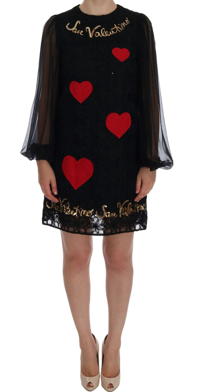 Schwarzes San Valentino-Etuikleid mit Pailletten von Dolce &amp; Gabbana