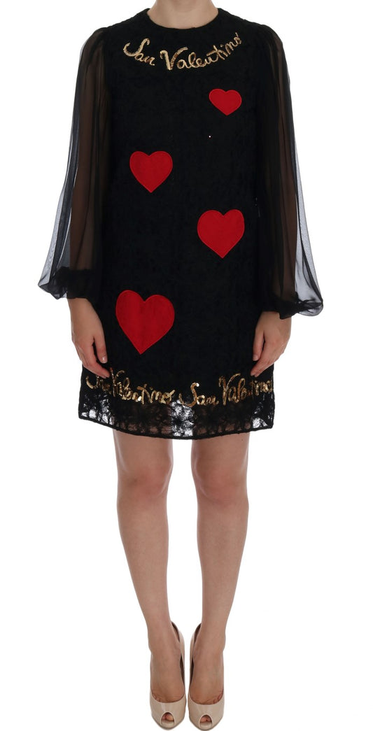 Dolce &amp; Gabbana Black San Valentino Sequined Shift Dress