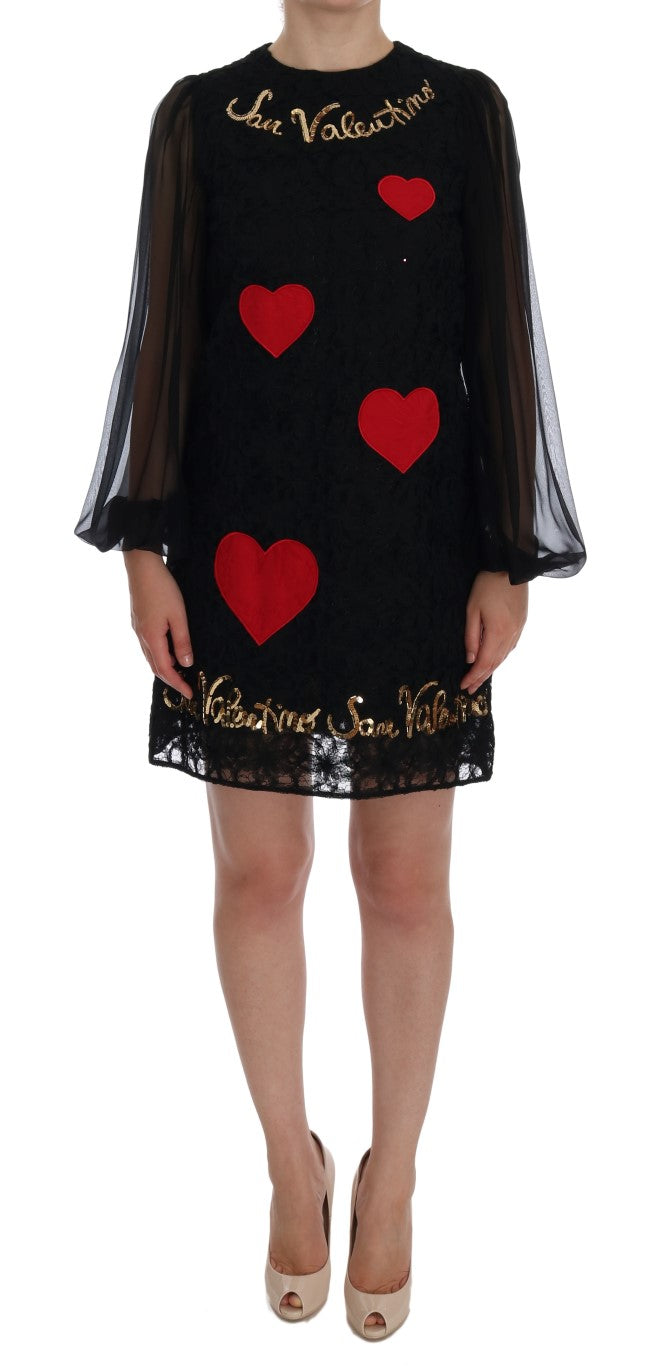 Dolce &amp; Gabbana Black San Valentino Sequined Shift Dress