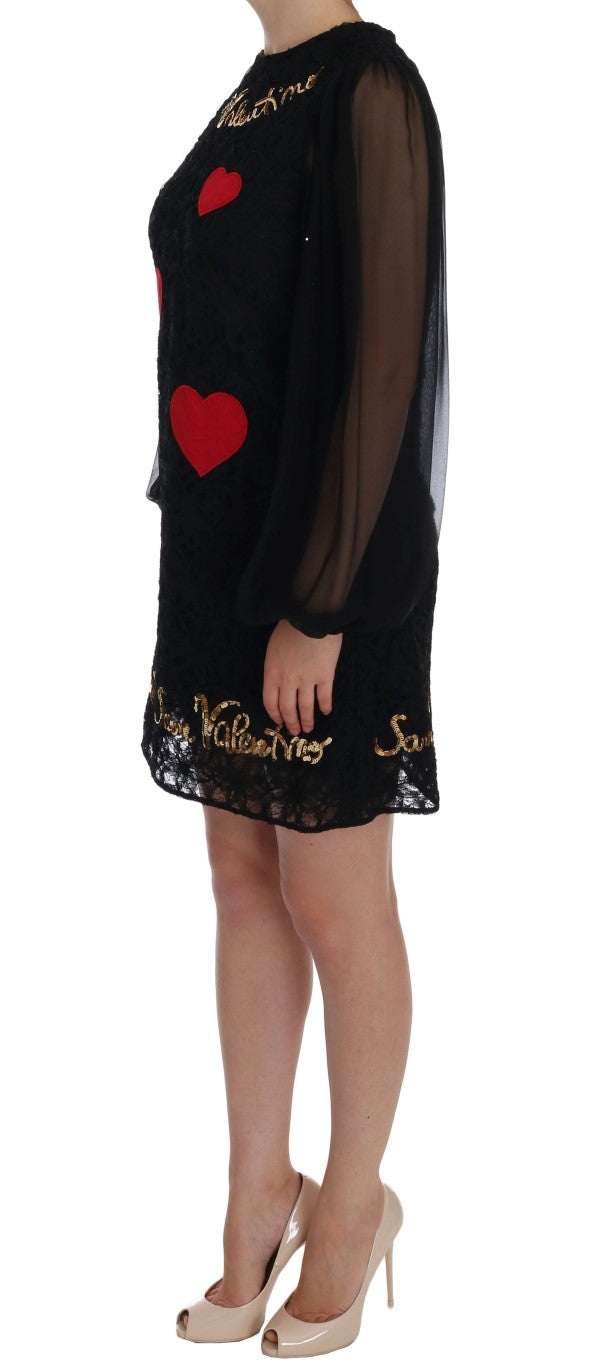 Dolce &amp; Gabbana Black San Valentino Sequined Shift Dress