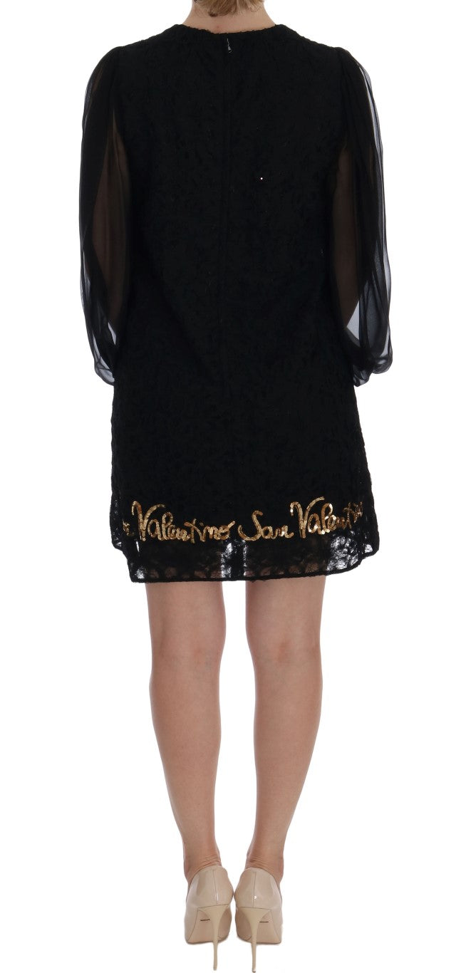 Dolce &amp; Gabbana Black San Valentino Sequined Shift Dress