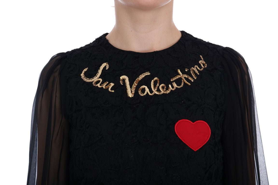 Dolce &amp; Gabbana Black San Valentino Sequined Shift Dress