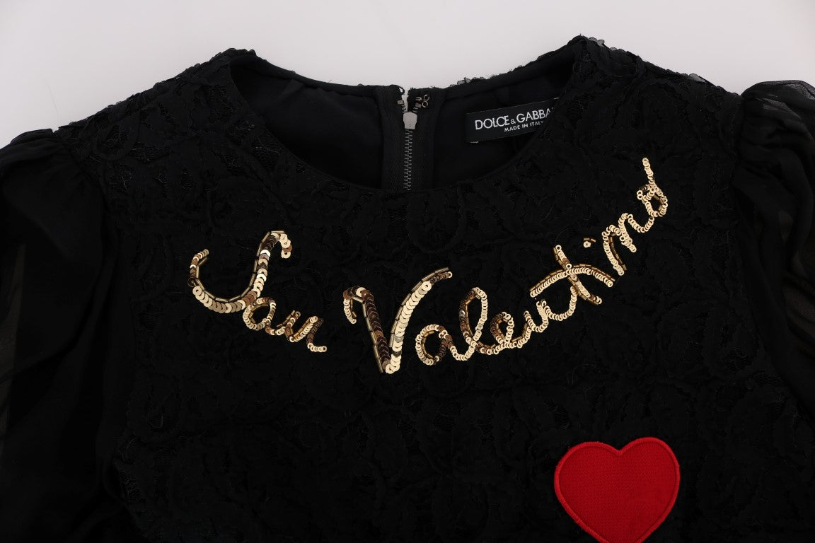 Dolce &amp; Gabbana Black San Valentino Sequined Shift Dress