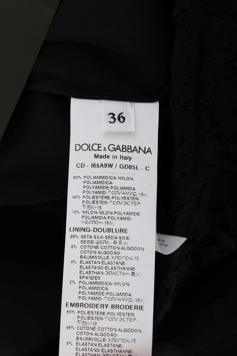 Dolce &amp; Gabbana Black Lace Red Heart Shift Dress