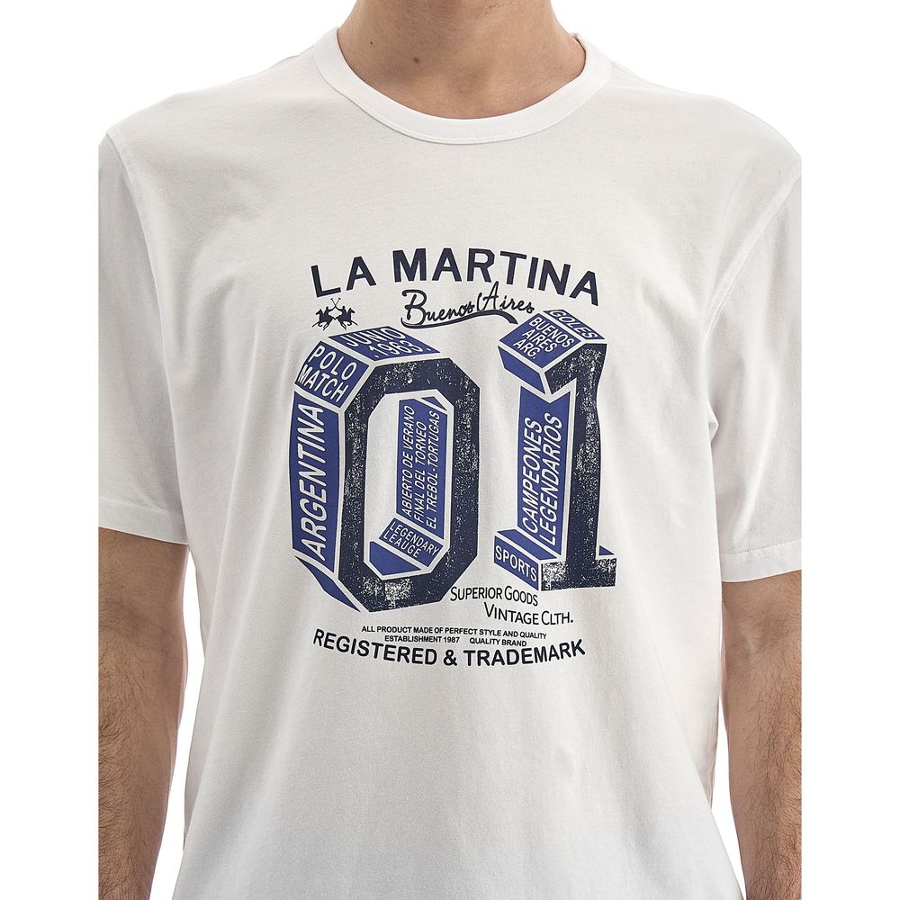 La Martina Equestrian Chic White Cotton Tee