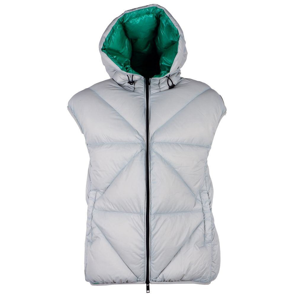 Centogrammi Centogrammi Chic Gray Puffer Vest na may Green Lining