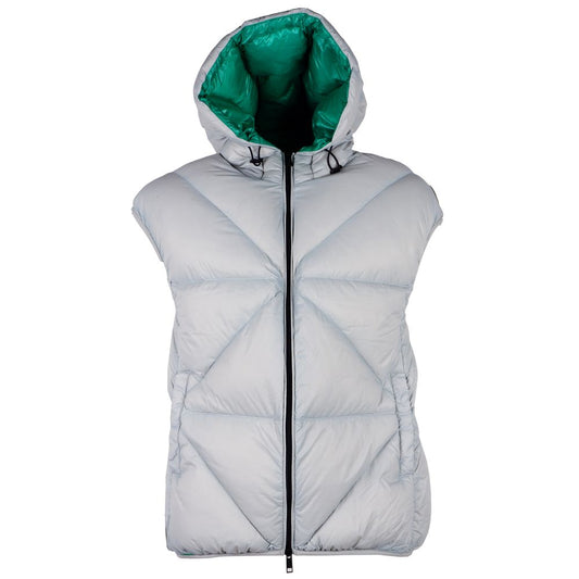 Centogrammi Centogrammi Chic Gray Puffer Vest na may Green Lining