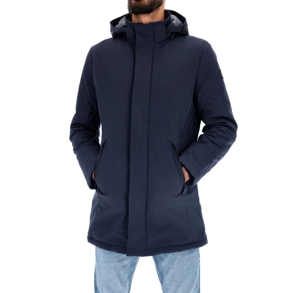 Refrigiwear Chic Blue Padded Parka with Removable Hood