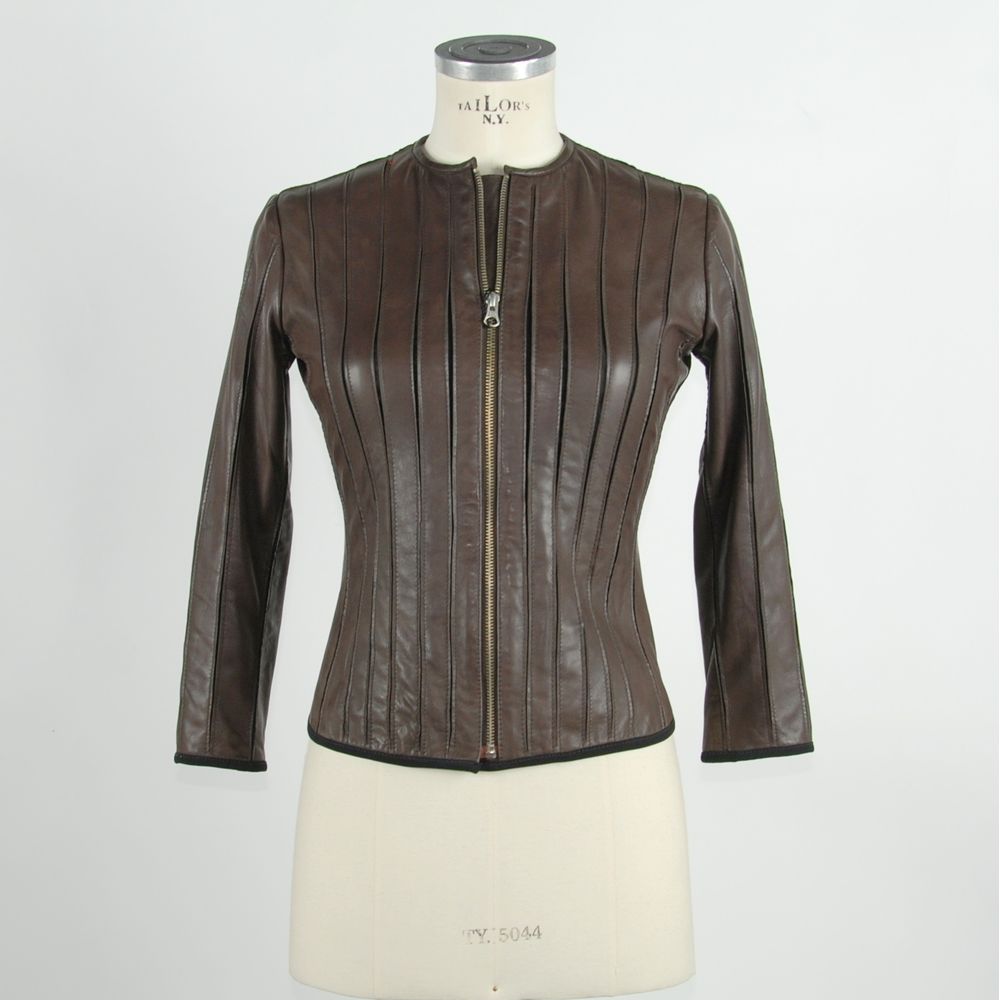 Emilio Romanelli Brown Vera Leather Jackets at Coat