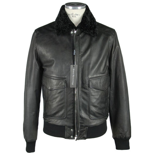 Schwarze Lederjacke von Emilio Romanelli