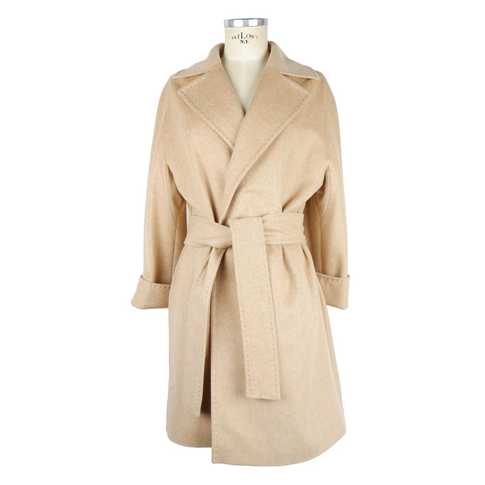 Made in Italy Beige Wool Vergine Jackets &amp; Coat