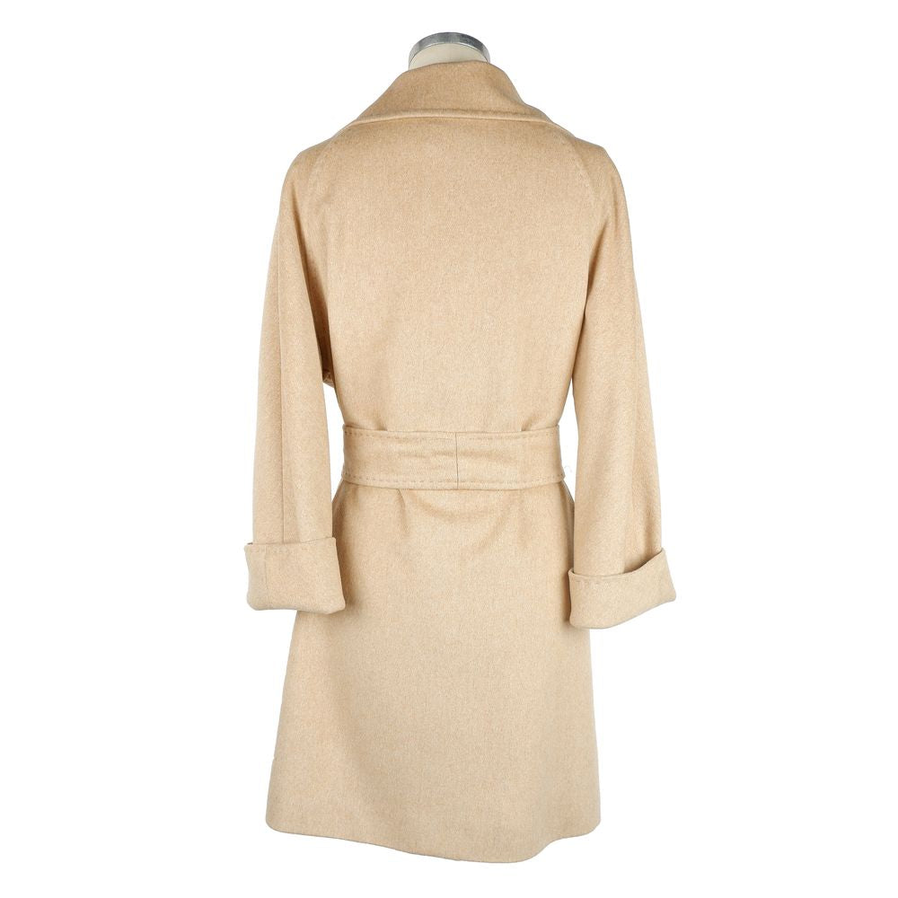 Made in Italy Beige Wool Vergine Jackets &amp; Coat