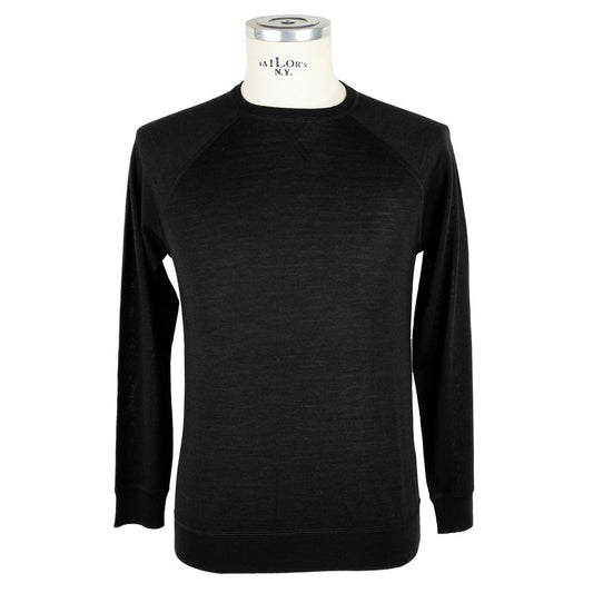 Emilio Romanelli schwarzer Woll-Merino-Pullover