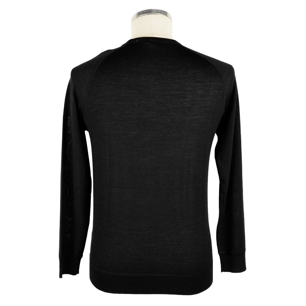 Emilio Romanelli schwarzer Woll-Merino-Pullover