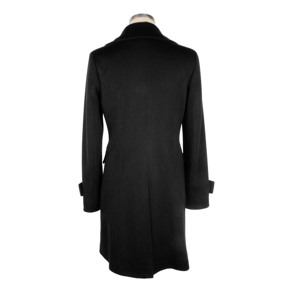 Made in Italy Black Wool Vergine Jackets &amp; Coat