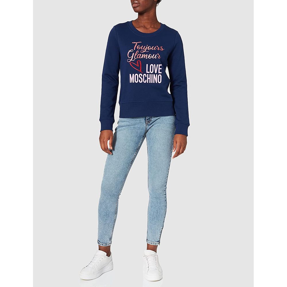 Love Moschino Blauer Baumwollpullover