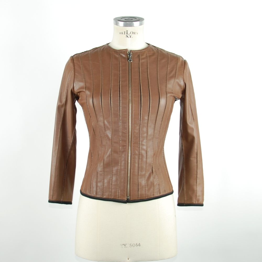 Emilio Romanelli Brown Vera Leather Jackets at Coat