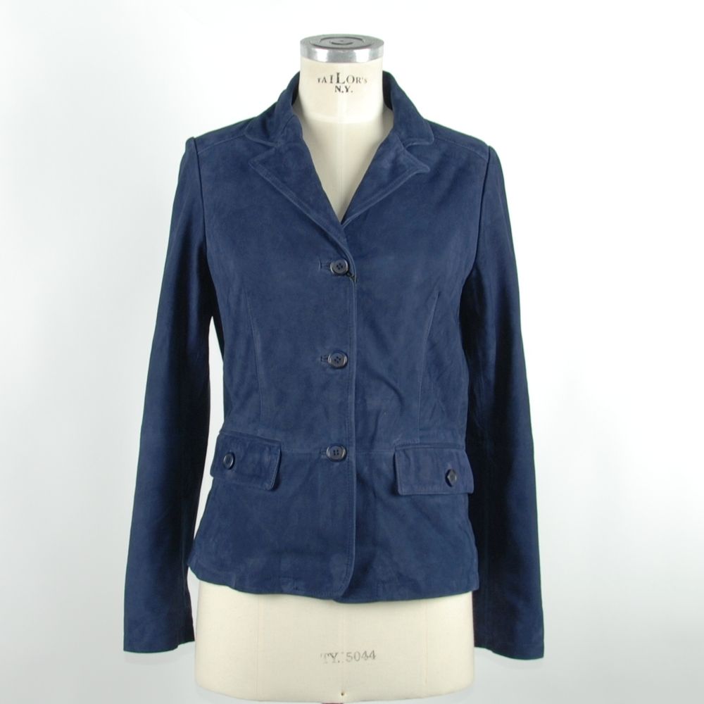 Emilio Romanelli Blue Vera Leather Jackets at Coat