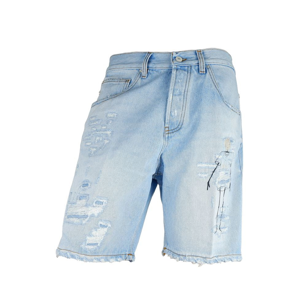 Don The Fuller Light Blue Cotton Men Bermuda Shorts