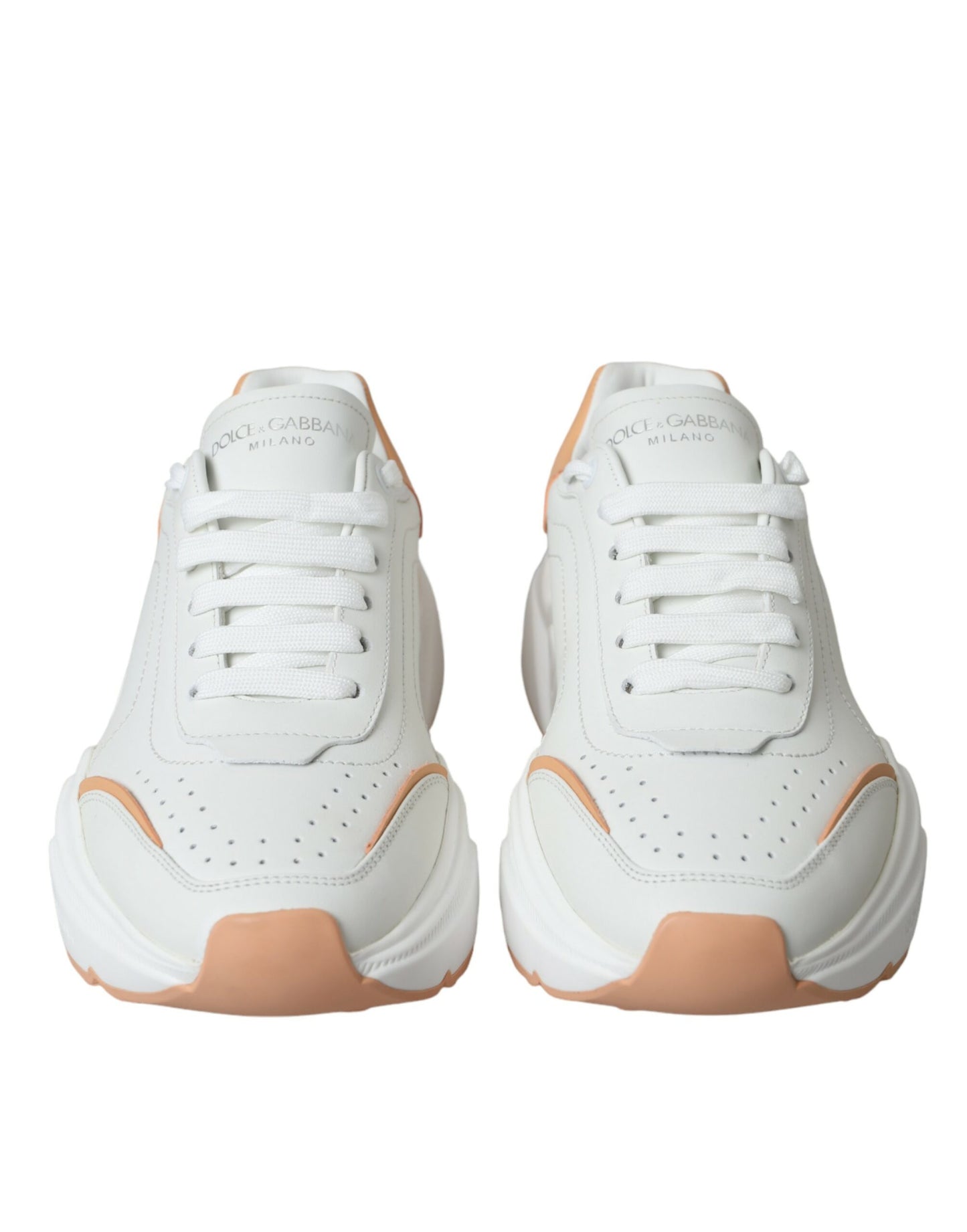 Dolce & Gabbana White Peach DAYMASTER Leather Sneakers Shoes